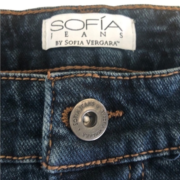 Sofia Vergara Lila Short 14 Exposed Button~Fly Fringe Hem Distressed Stretch - Picture 2 of 7